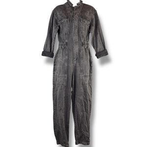 Universal Thread Black Denim Utility Jumpsuit Long Sleeve Zip Up Casual Boho S